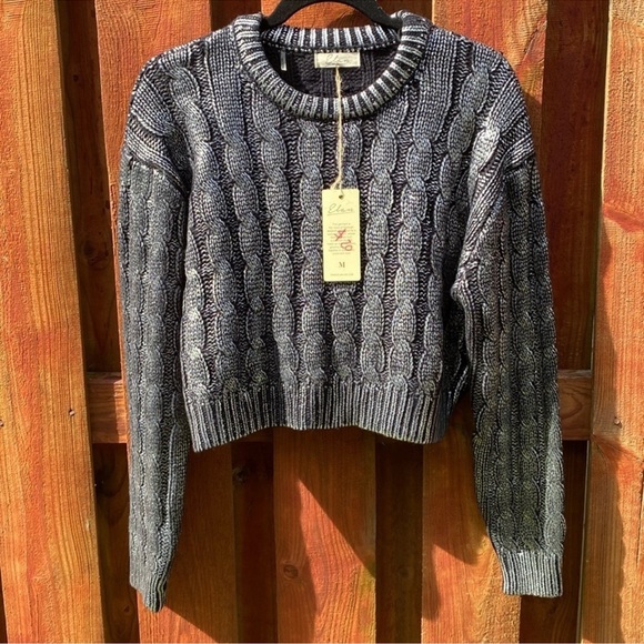 Elan Charcoal Cable Knit Sweater Size M